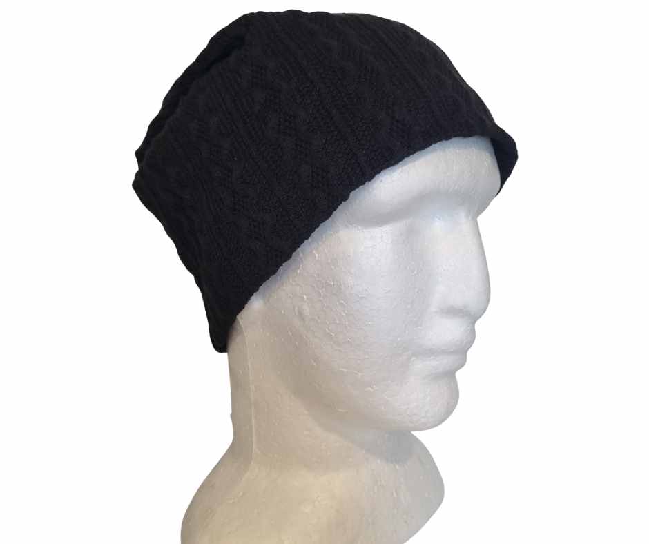 EMF Protecting Adults Beanie - Radiation blocking silver lined Black slouchy beanie - GroundedKiwi.nz