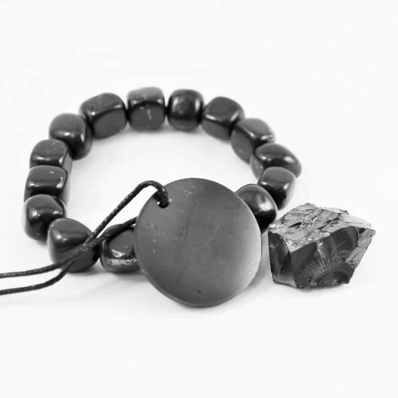 Complete Shungite Set for EMF Protection and Root Chakra Balancing - 3 Pieces - Great Value - GroundedKiwi.nzJewellery set Jewellery setcrystalemfnecklace