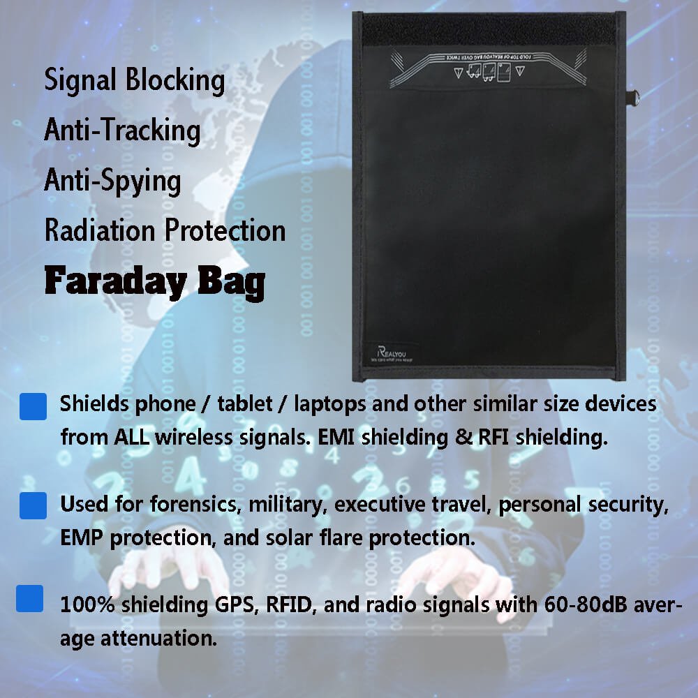 Faraday Laptop/Tablet Bag - Large 45cm x 35cm - Provides Protection Against EMF, Radiation, and Tracking - Faraday Cage