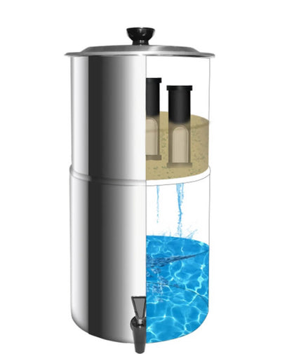 Gravity Water Filter Purifier with 2 Carbon Purification Elements - 11L PLUS STAND - GroundedKiwi.nzwater filter water filterberkeydrinkingfamily