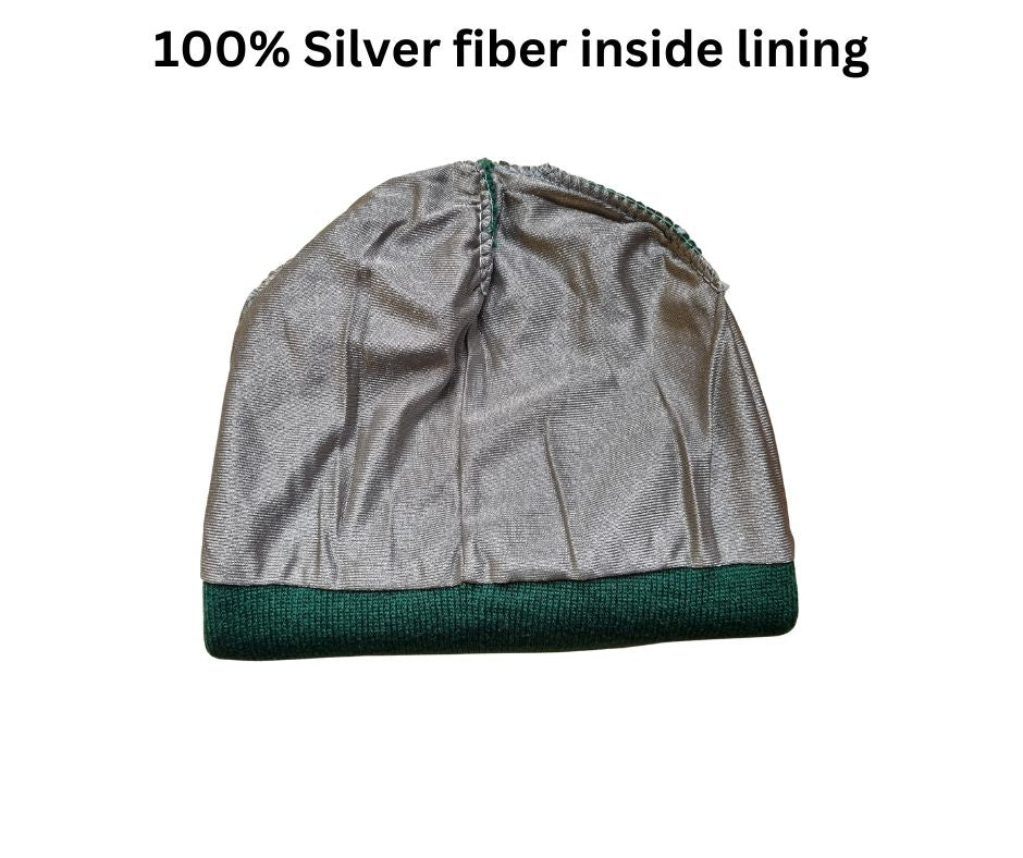 Green EMF Protecting Adults Beanie - Radiation blocking silver lined beanie - GroundedKiwi.nz