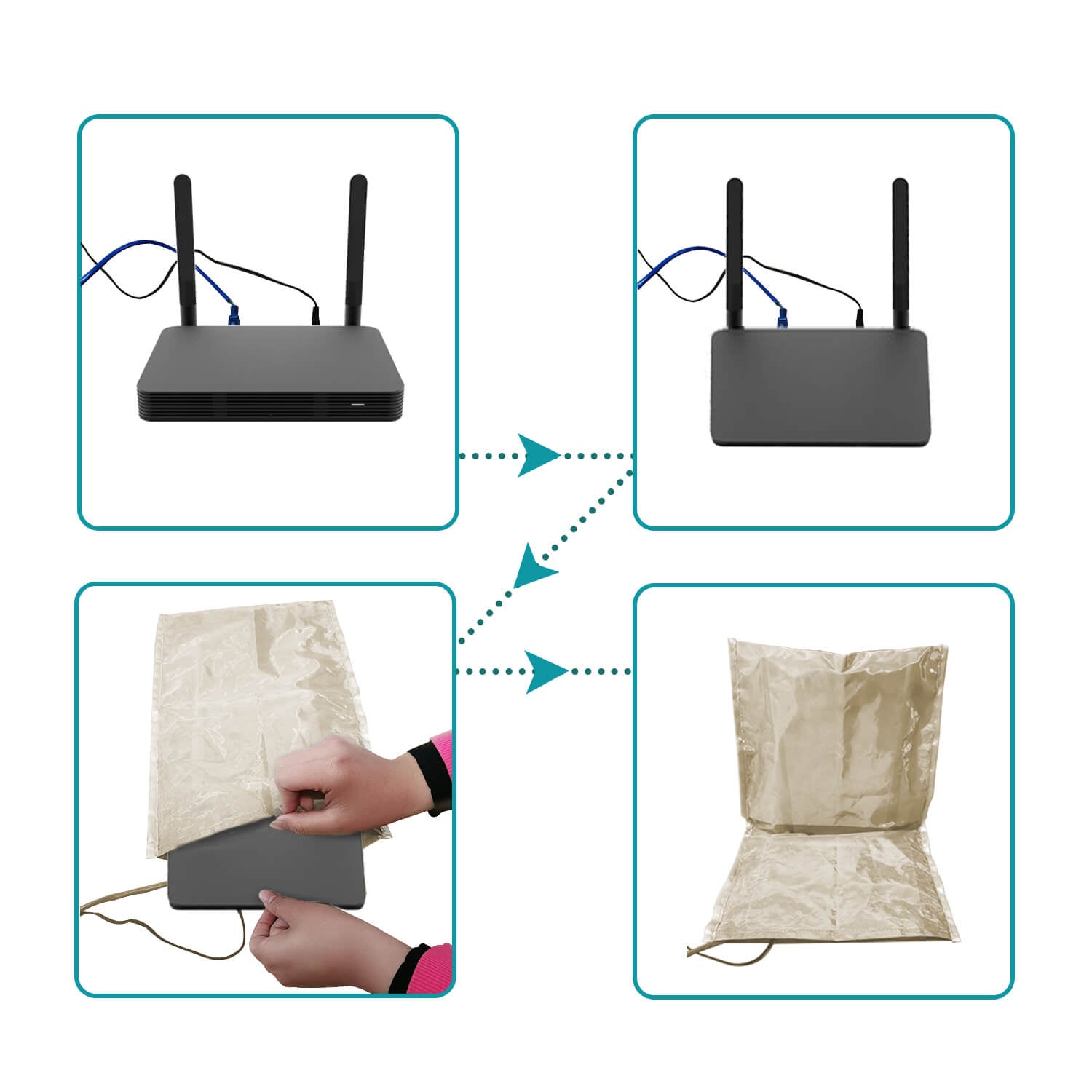 LARGE 35cm X 40cm Universal WiFi Router Signal Tamer - Effectively Reduces Radiation and EMF Emissions - GroundedKiwi.nzWifi Router Signal Tamer Wifi Router Signal Tamerbagblockingcover