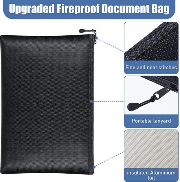 Large Fireproof & Water-resistant Document Bag - Protect Your Valuables from Fire and Water - GroundedKiwi.nz