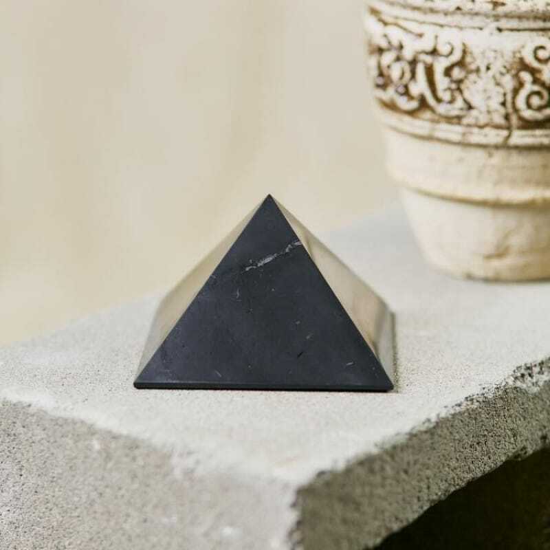 Polished Shungite Pyramid - 60mm - GroundedKiwi.nz