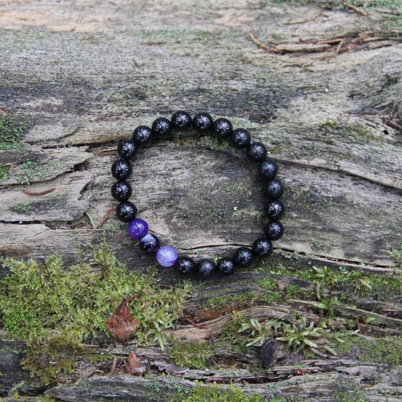 Protective Bracelet: Shungite & Purple Agate Blend for Harmony & Safety - GroundedKiwi.nzBracelet Bracelet5gagateanit radiation