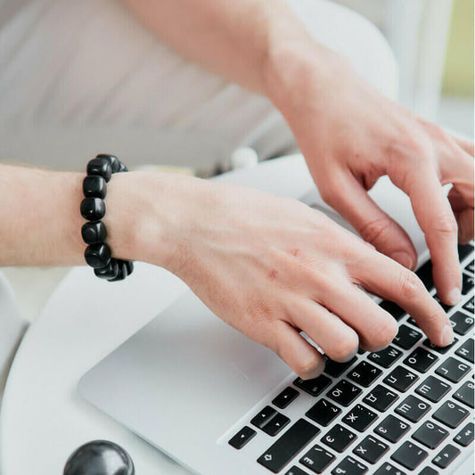 Shungite Tumbled Bead Bracelet: Shield Your Wellbeing in Style - GroundedKiwi.nzBracelet Bracelet5ganit radiationbracelet