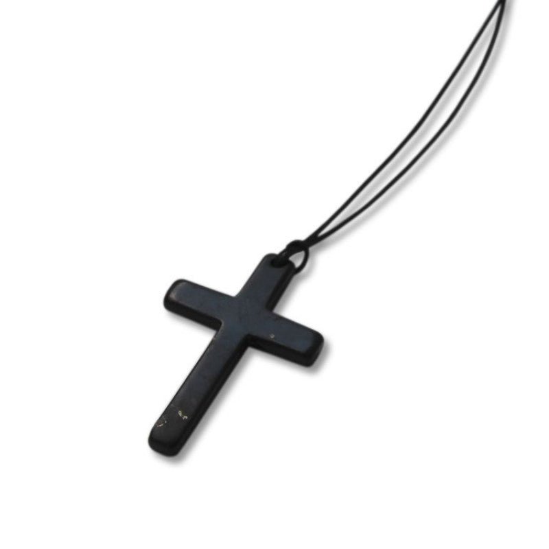 Shungite 'Cross' Polished Pendant - GroundedKiwi.nz