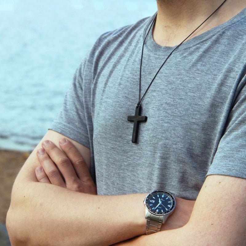 Shungite 'Cross' Polished Pendant - GroundedKiwi.nzNecklace Necklace5ganit radiationcrystal