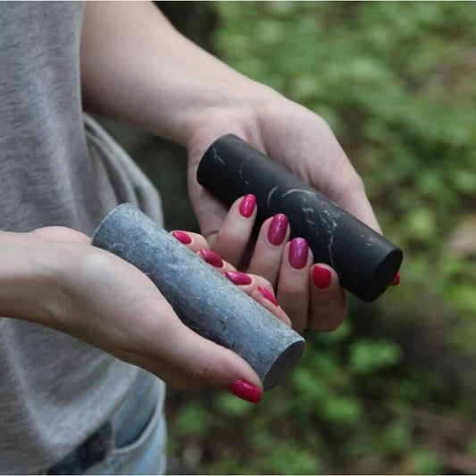 Shungite Cylinder Harmonizers- ONE PAIR - Healing Rods for Balancing, Cleaning and Healing - GroundedKiwi.nz
