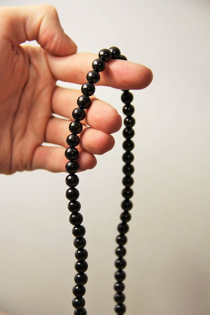 Shungite large necklace with 100 X 8mm round beads - GroundedKiwi.nz
