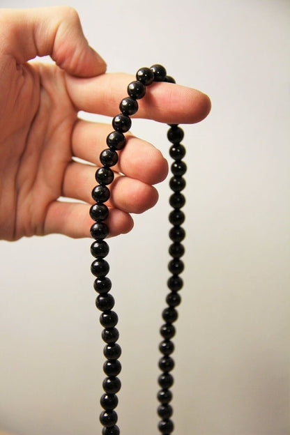 Shungite Necklace - 100 X 8mm Round Beads - GroundedKiwi.nzNecklace Necklace5ganit radiationbead