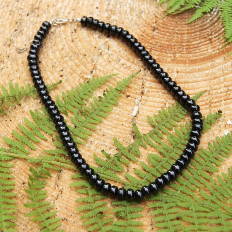 Shungite necklace with oval beads - GroundedKiwi.nz