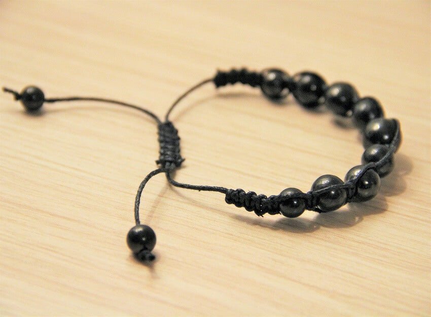 Shungite Shambhala Macramé Bracelet with a Cord for Chakra Balancing and Healing - GroundedKiwi.nz
